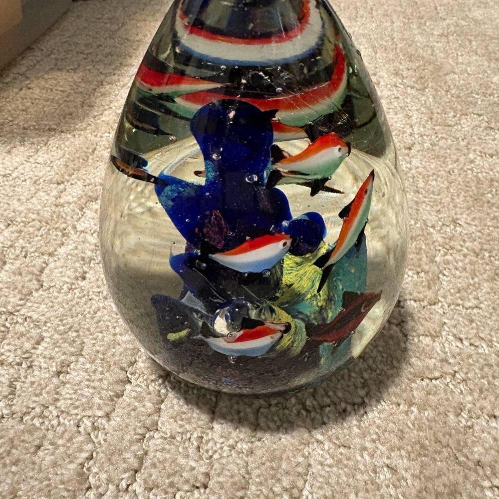 Paperweight Fish And Coral Under The Sea Aquarium Art Glass Murano Style - Picture 4 of 14